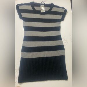 Striped Navy and Gray Knit Dress